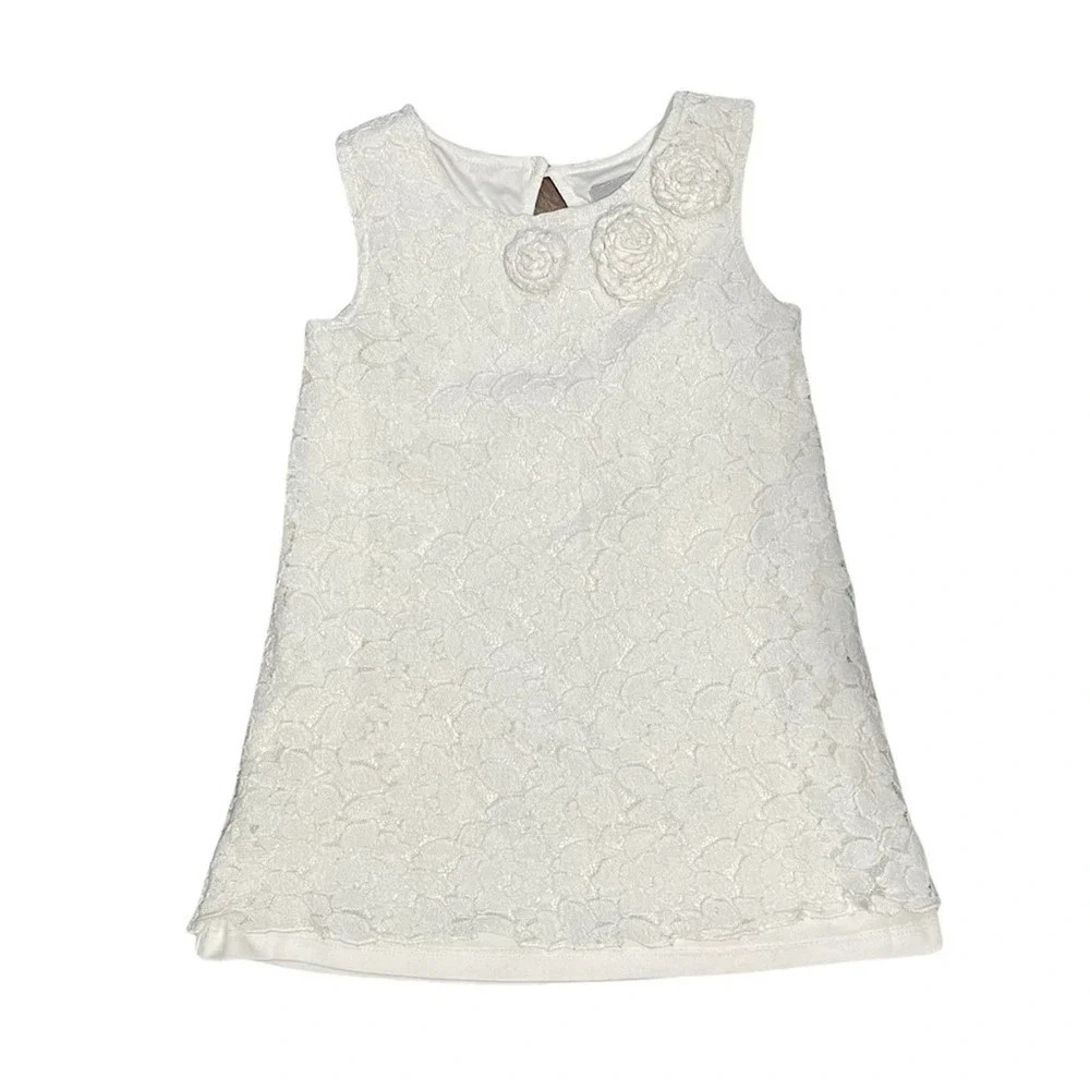 Tahari‎ Lace Dress Kids 6X White Floral Rosette Special Occasion A-Line Elegant